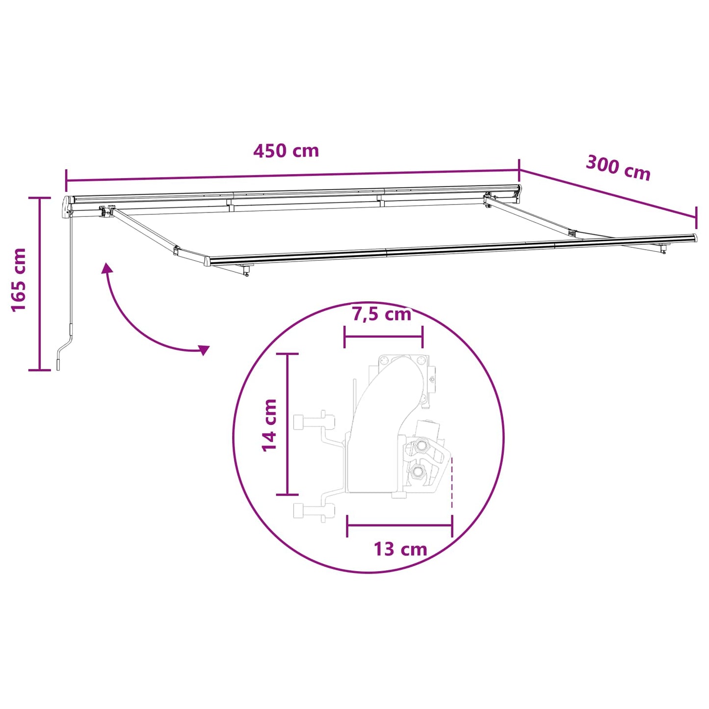 Uitschuifbare Luifel 4,5 × 3 M Polyester En Aluminium Taupe