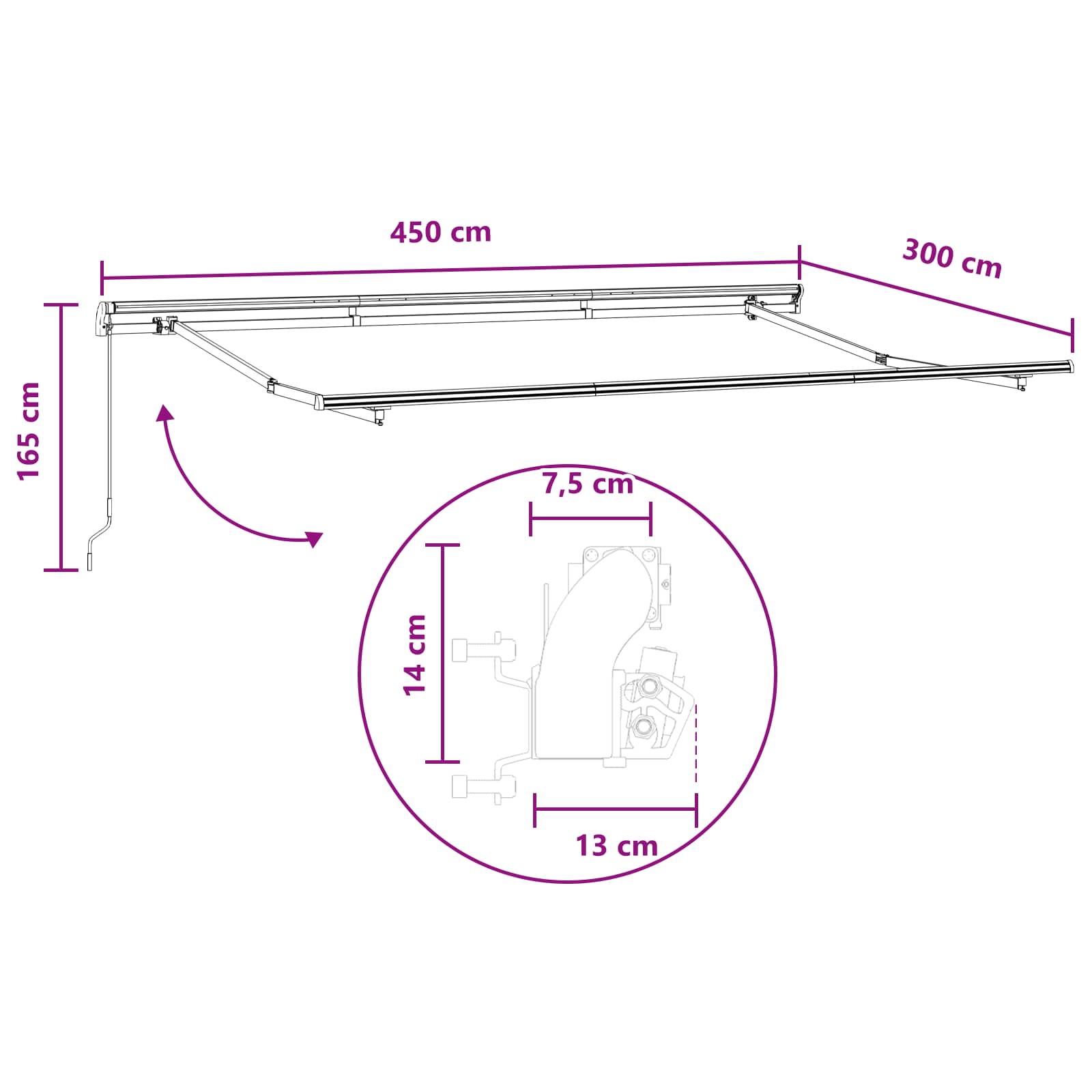 Uitschuifbare Luifel 4,5 × 3 M Polyester En Aluminium Taupe