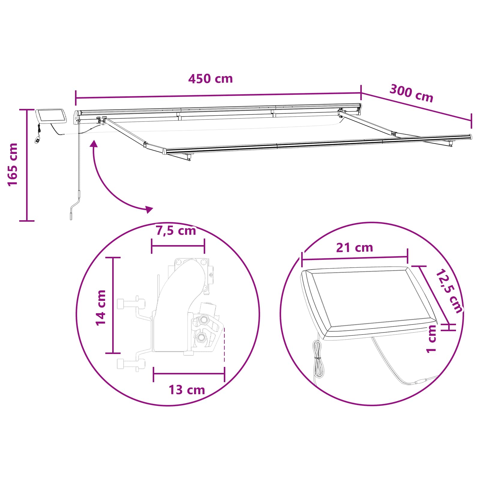 Uitschuifbare Luifel Stof En Aluminium Taupe