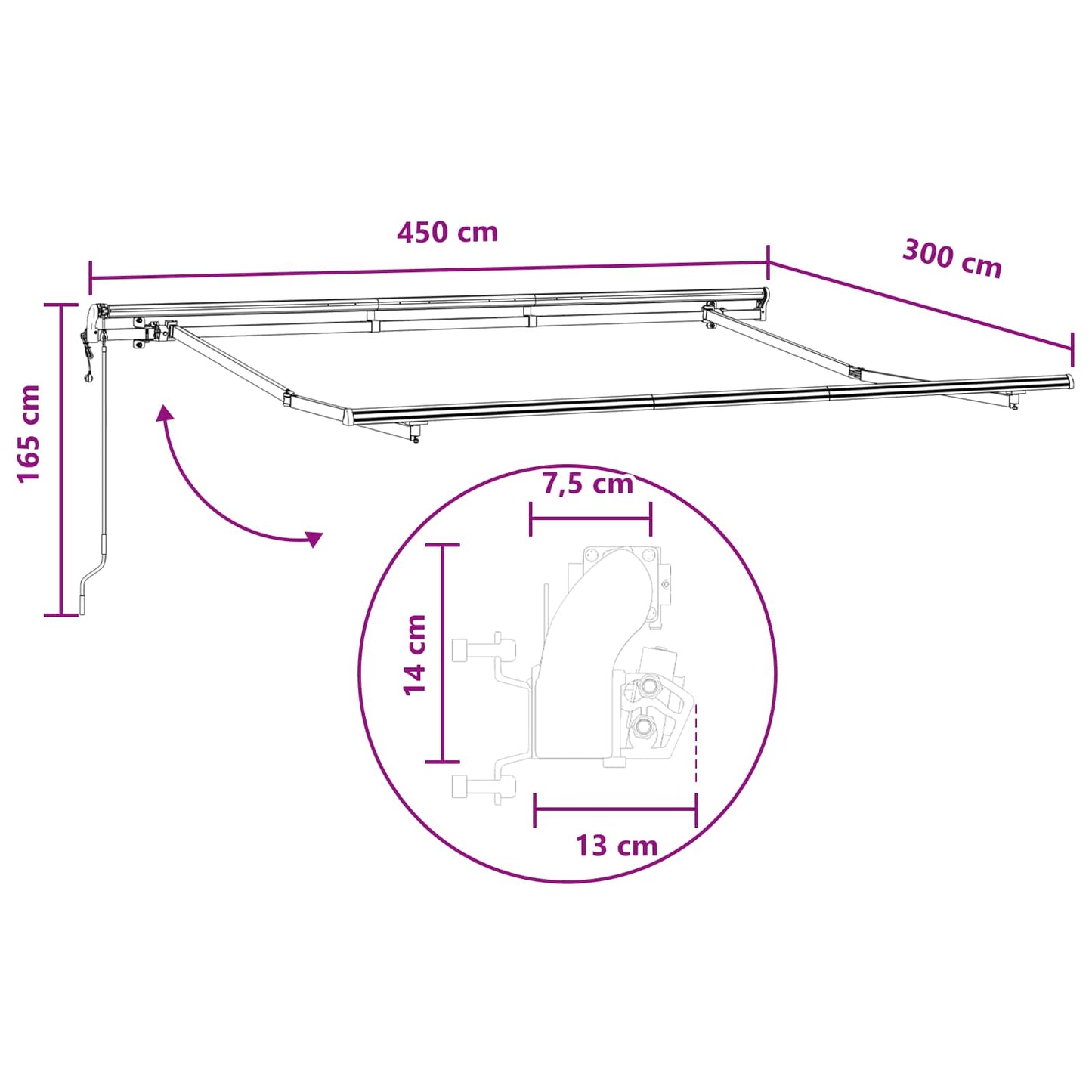 Uitschuifbare Luifel Stof En Aluminium Taupe