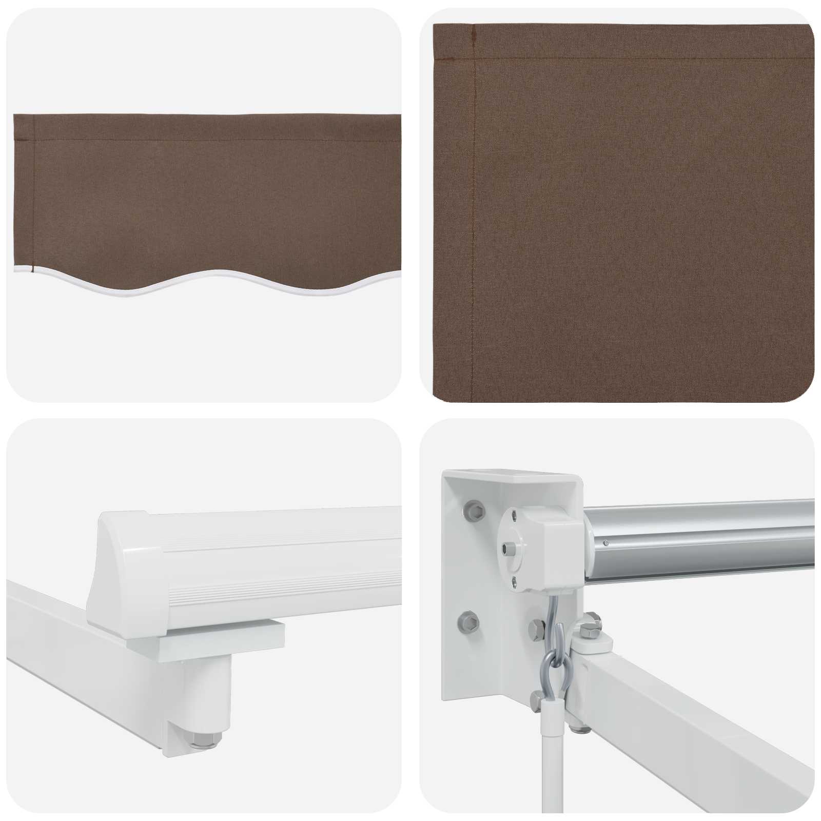 Uitschuifbare Luifel Taupe Polyester En Aluminium Taupe (Witte Frame)