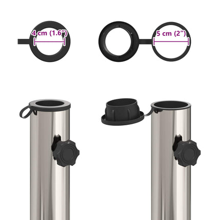 Parasolvoet Voor 40-50 Mm Paal 26.75 Kg Graniet En Rvs