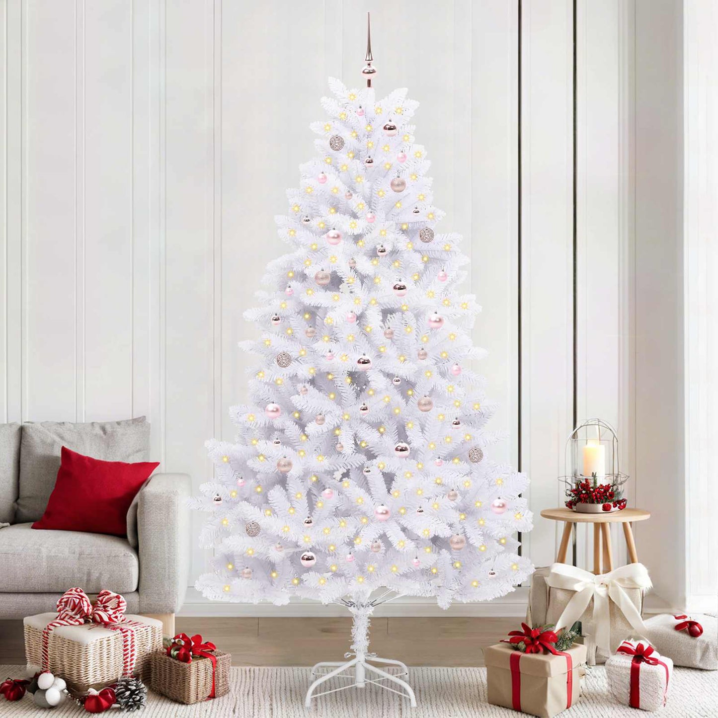 Kunstmatige Inklapbare Kerstboom Wit 240 cm PVC en staal