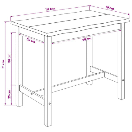 Hoge Bartafel Ekai 112 X 70 X 91 Cm Massief Grenenhout