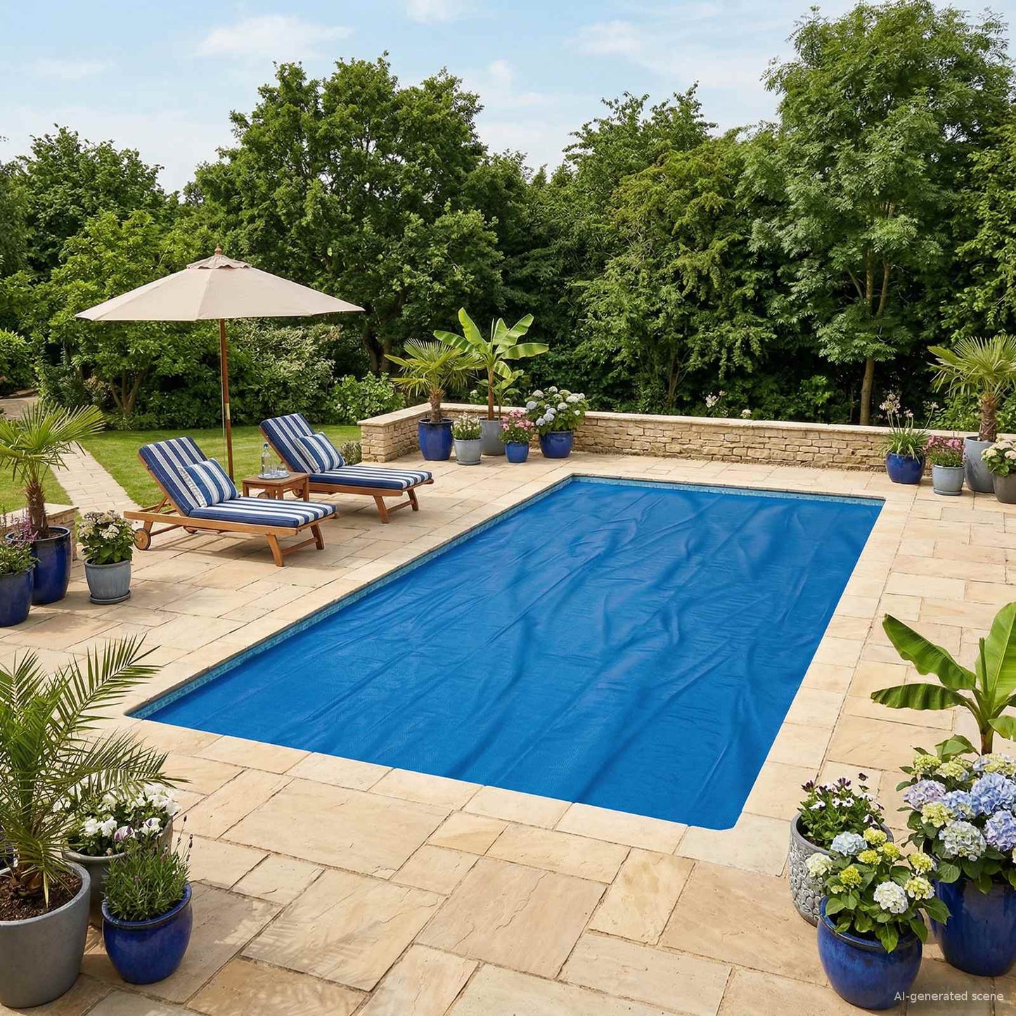 Zonne Pool Dek 110 Μm Vierkant Pe Zwart En Blauw