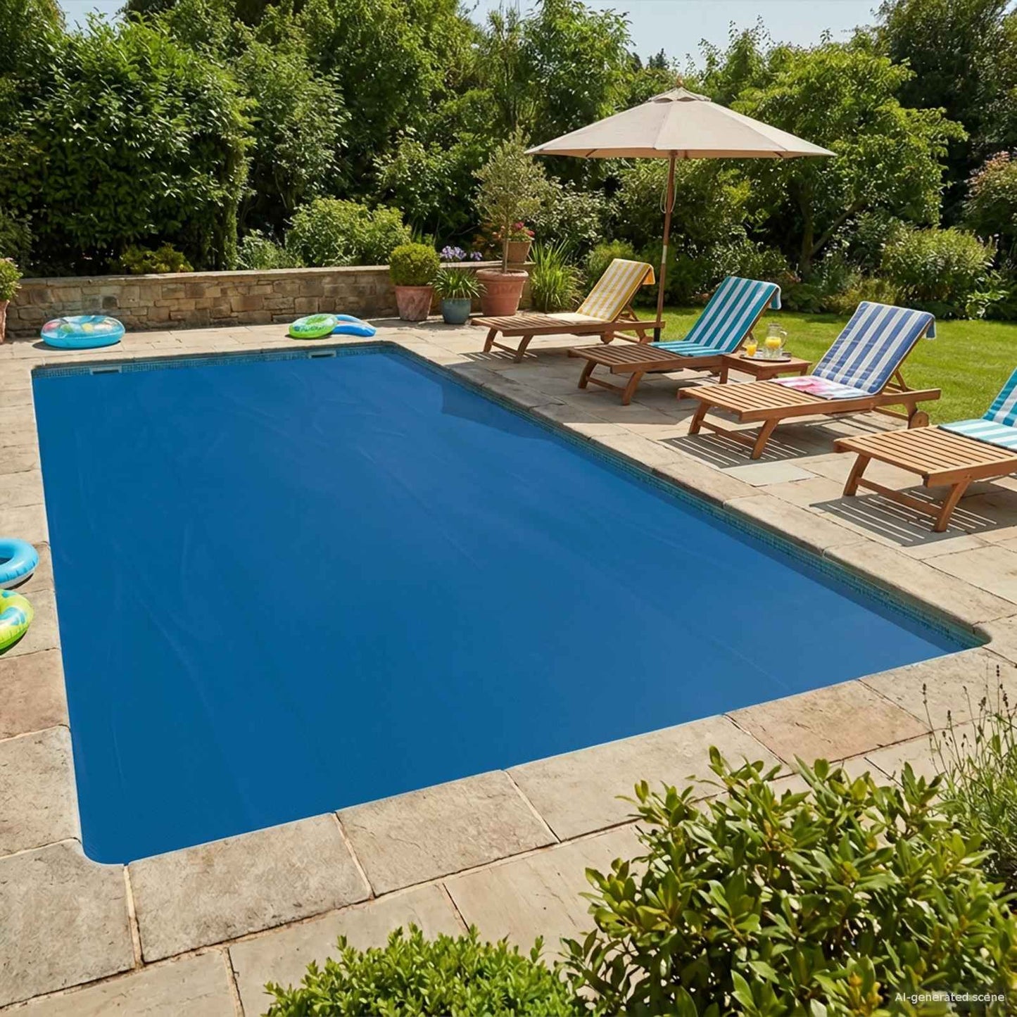 Zonne Pool Dek 110 Μm Vierkant Pe Blauw