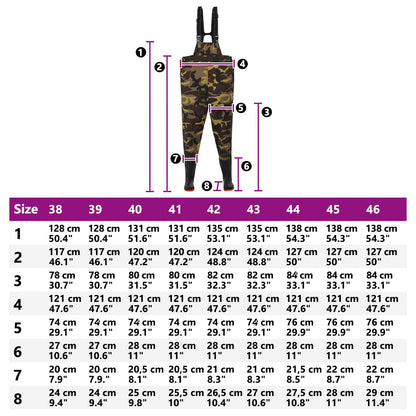 Chest Waders Met Laarzen Pvc Gecoate Polyester Afmeting 45