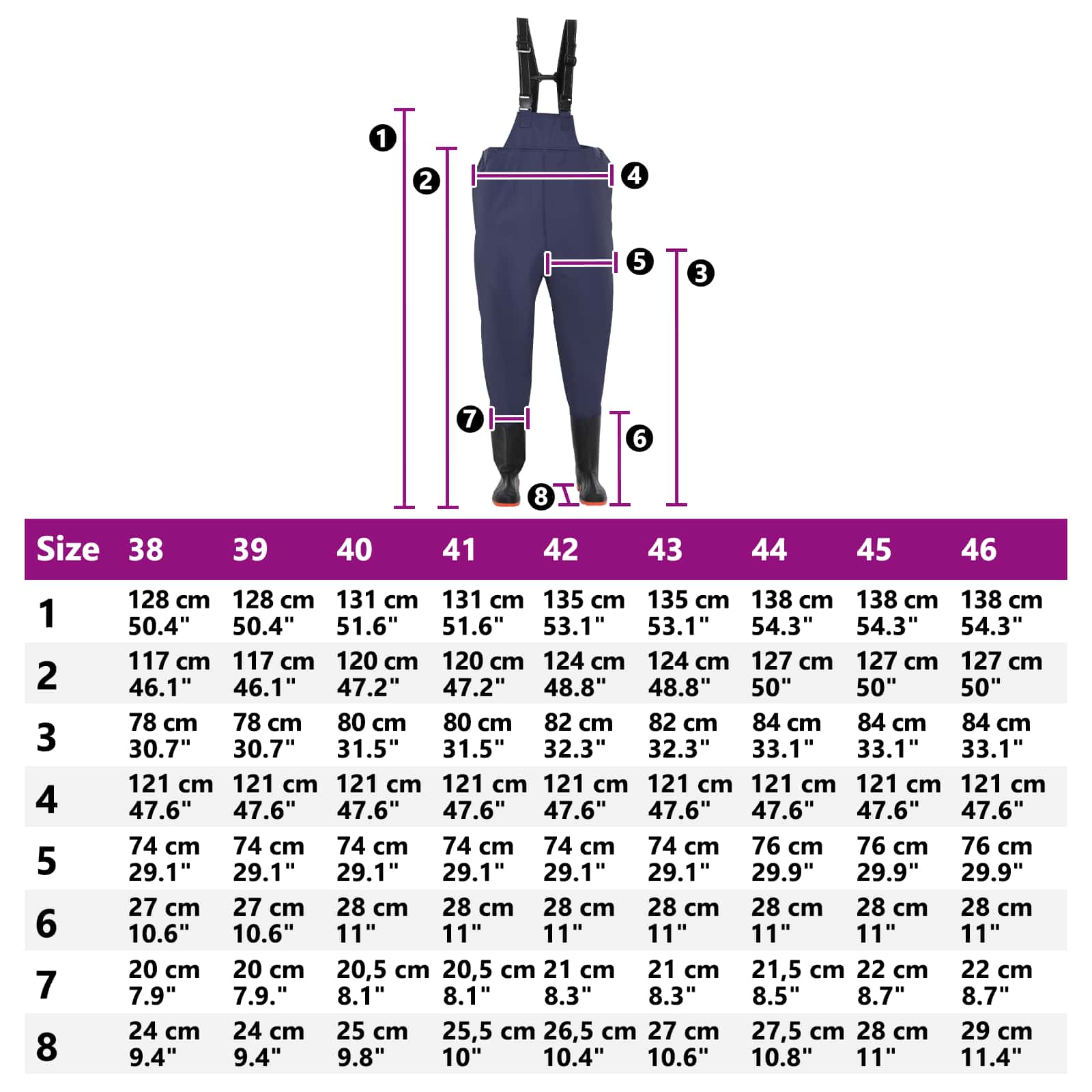 Chest Waders Met Laarzen Pvc Gecoate Polyester Afmeting 41