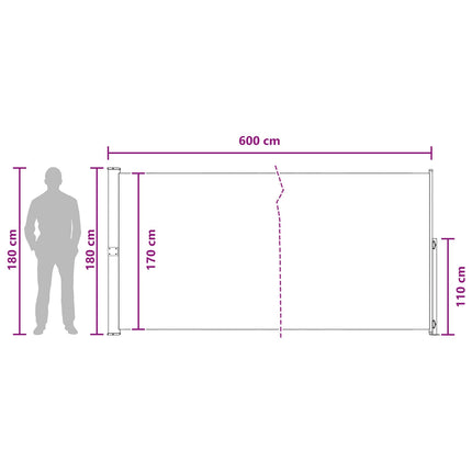 Uittrekbaar Zijscherm Beige 600 X 180 Cm Polyester Antracietkleurig