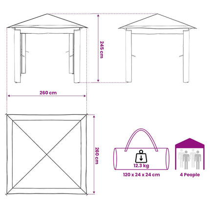 Gazebo 2,6 X 2,6 M