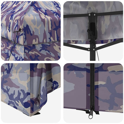 Pop-Up Gazebo Met 4 Zijwanden 2 X 2 M Blauw Camouflage