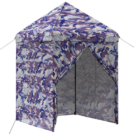 Pop-Up Gazebo Met 4 Zijwanden 2 X 2 M Blauw Camouflage