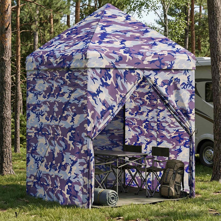 Pop-Up Gazebo Met 4 Zijwanden 2 X 2 M Blauw Camouflage