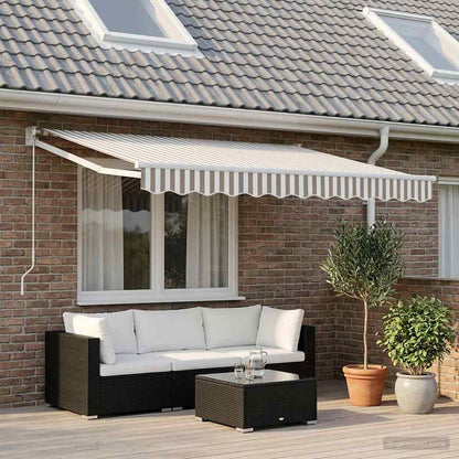 Vervangingsdoek Voor Zonnescherm Polyester Lichtgrijs En Wit
