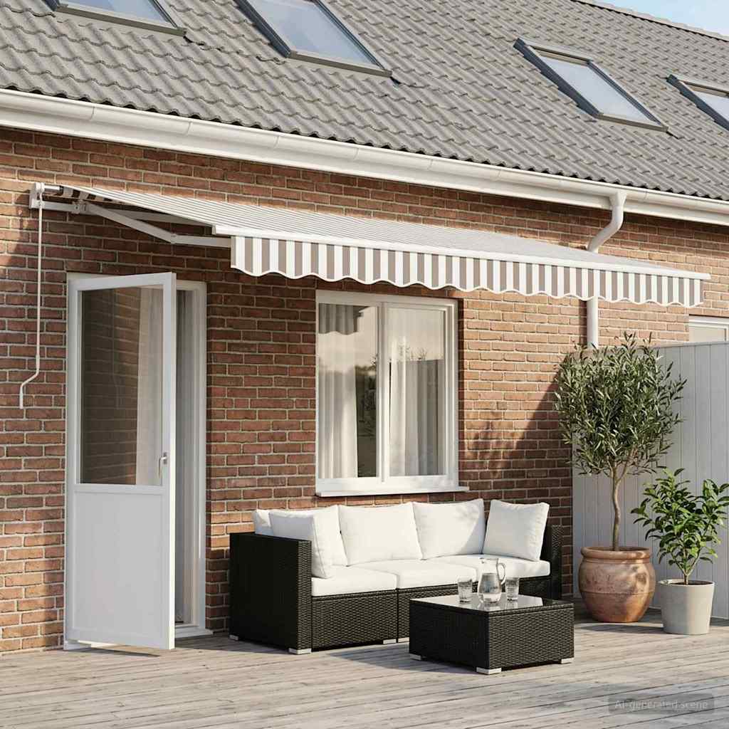 Vervangingsdoek Voor Zonnescherm Polyester Lichtgrijs En Wit