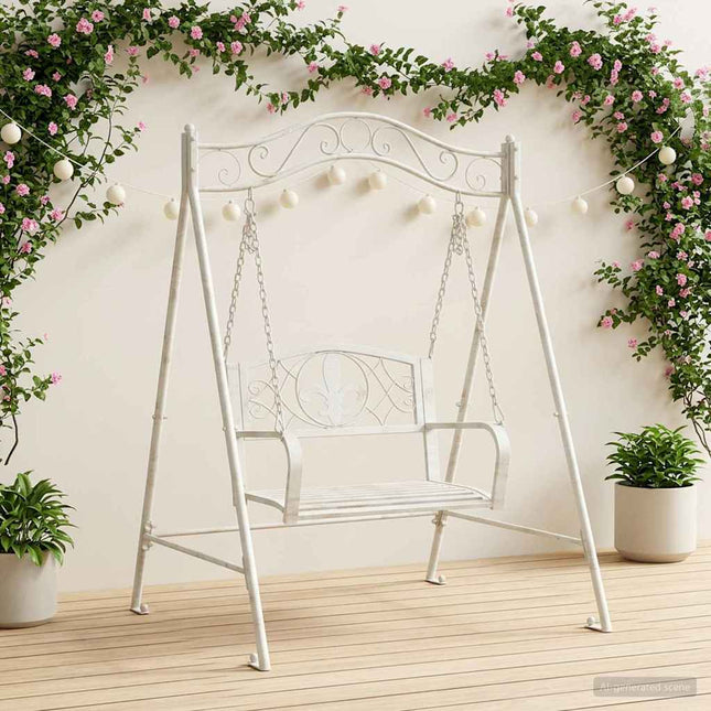 Schommelbank Staal 113 X 121,5 X 168 Cm Antiek Wit