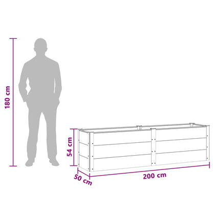 Verhoogde Plantenbak Zwart 200 X 50 X 54 Cm Alu.