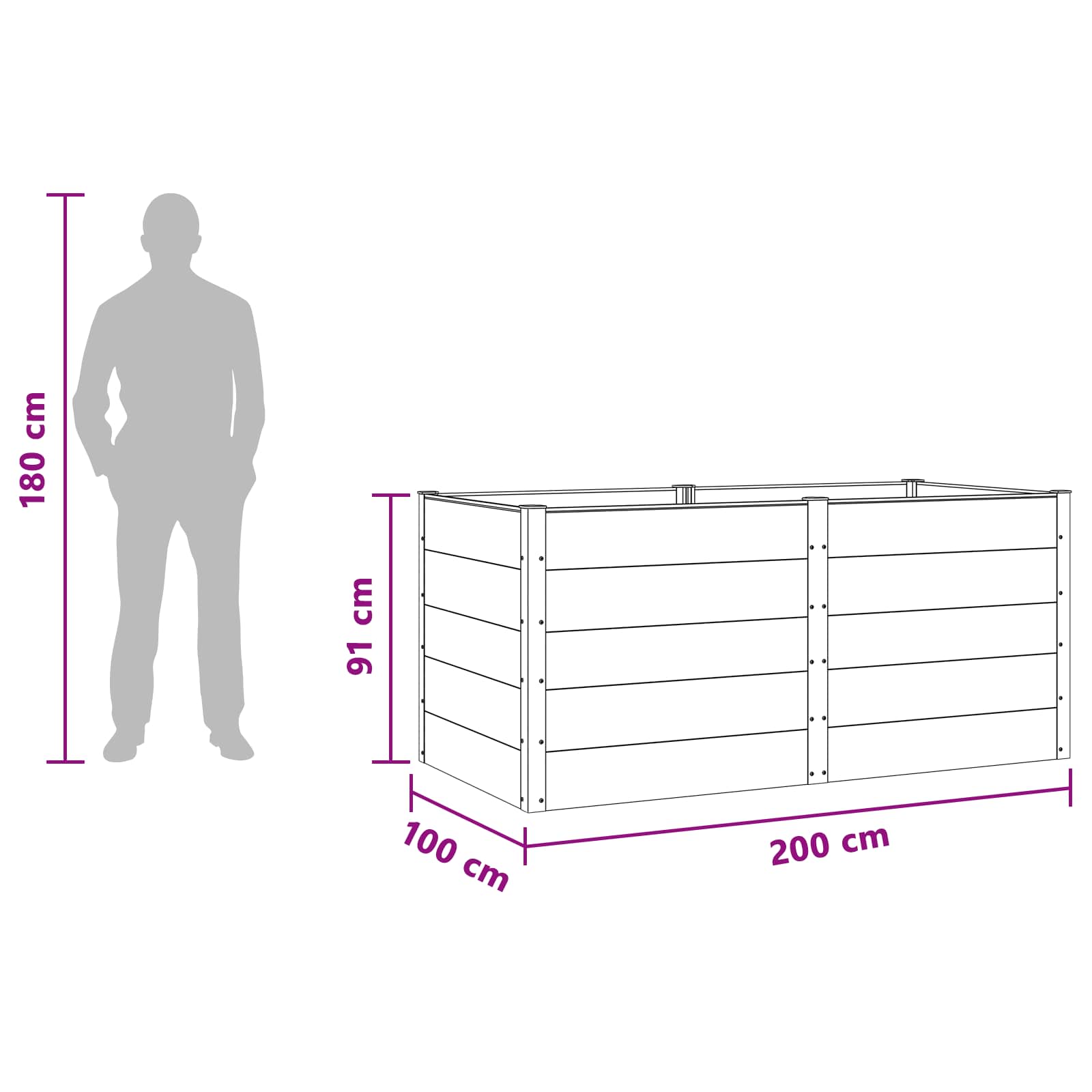 Verhoogde Plantenbak Bruin 200 X 100 X 91 Cm Alu.
