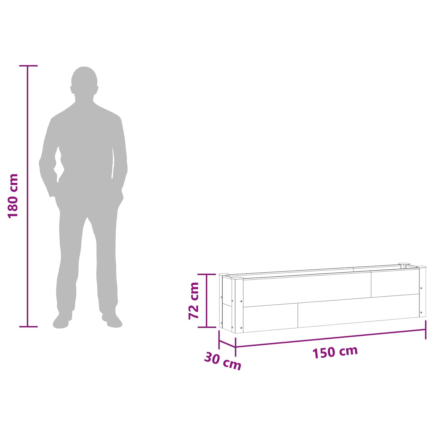 Verhoogde Plantenbak Bruin 150 X 30 X 36 Cm Alu.