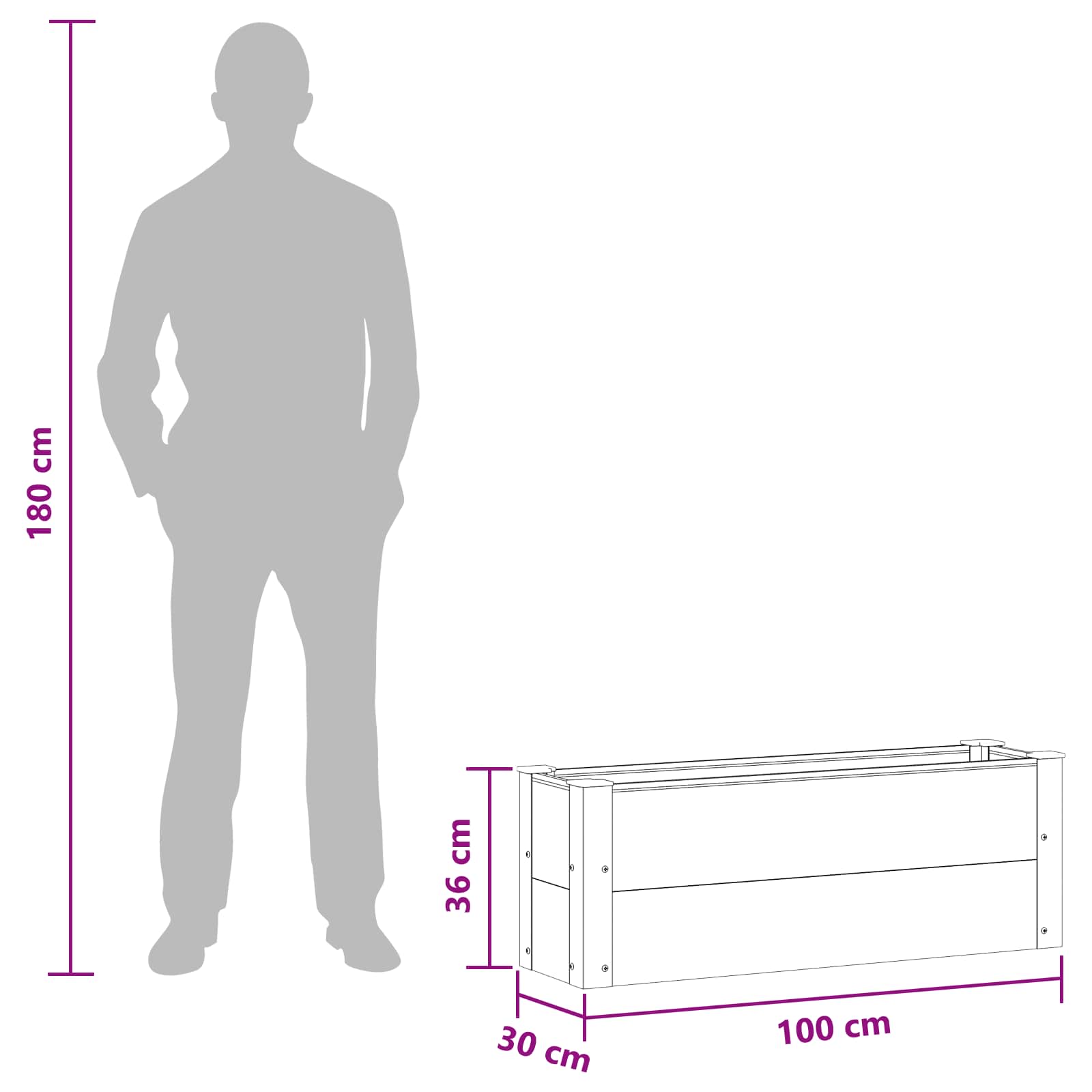 Verhoogde Plantenbak Zwart 100 X 30 X 36 Cm Alu.