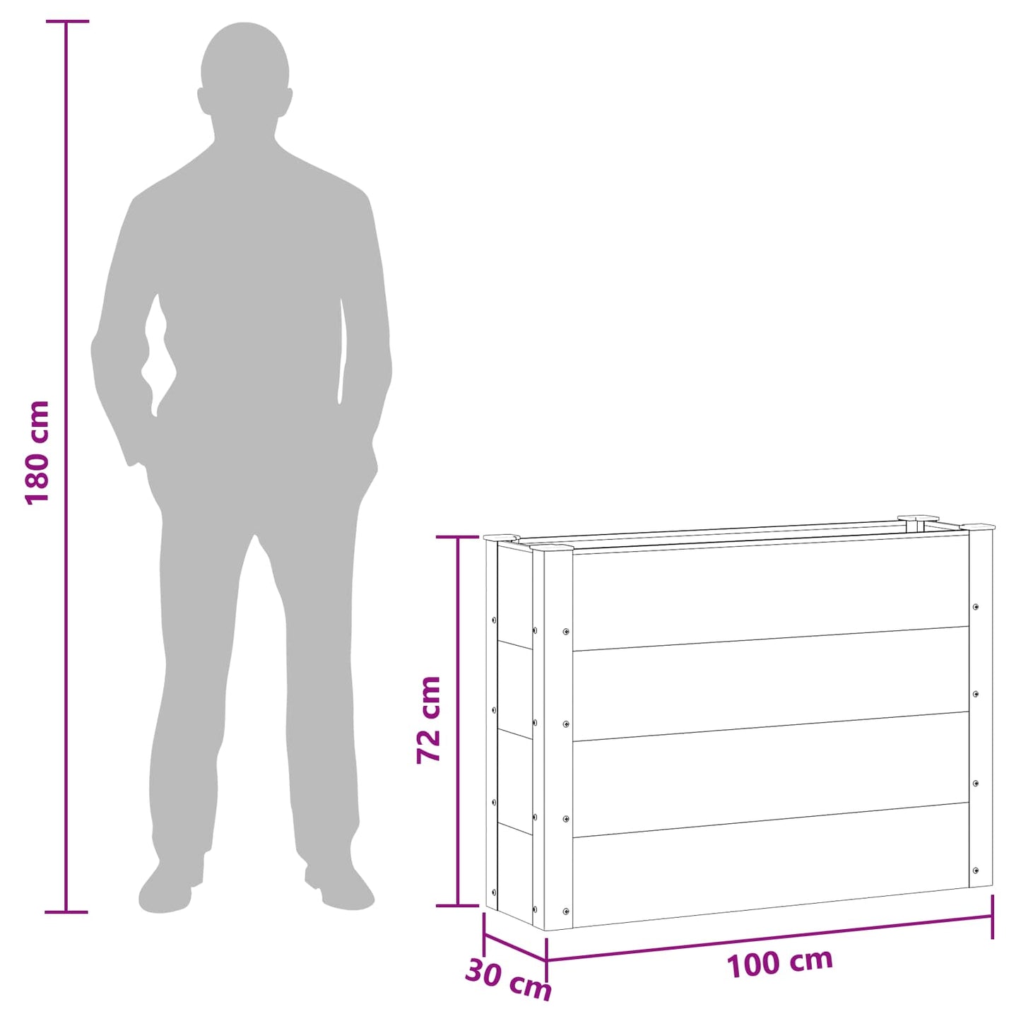 Verhoogde Plantenbak Zwart 100 X 30 X 72 Cm Alu.