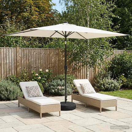Tuinparasol Met Led-Lampen En Voet 200 X 300 Cm Polyester