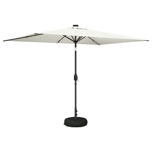 Tuinparasol Met Led-Lampen En Voet 200 X 300 Cm Polyester