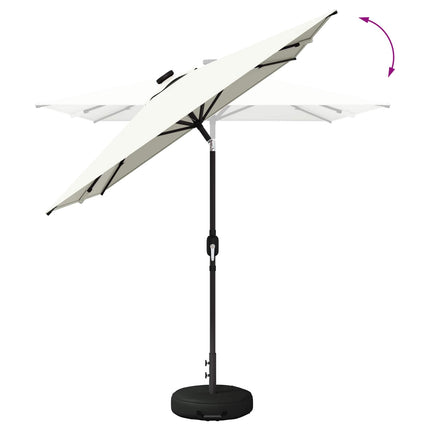 Tuinparasol Met Led-Lampen En Voet 200 X 300 Cm Polyester