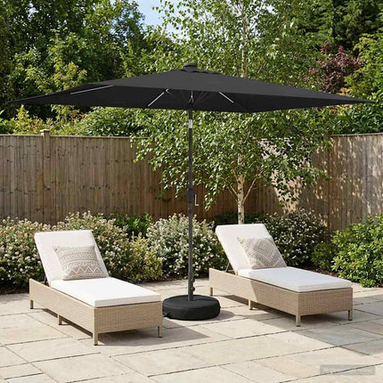 Tuinparasol Met Led-Lampen En Voet 200 X 300 Cm Polyester