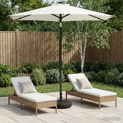 Tuinparasol Met Led-Lampen En Voet 200 X 300 Cm Polyester