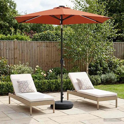 Tuinparasol Met Led-Lampen En Voet 200 X 300 Cm Polyester