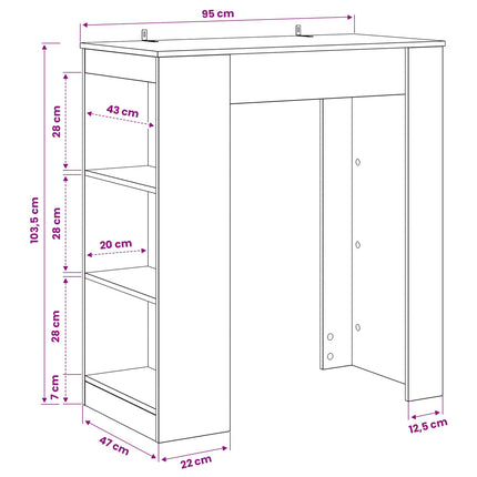 Bartafel 95 X 47 X 103,5 Cm Bewerkt Hout
