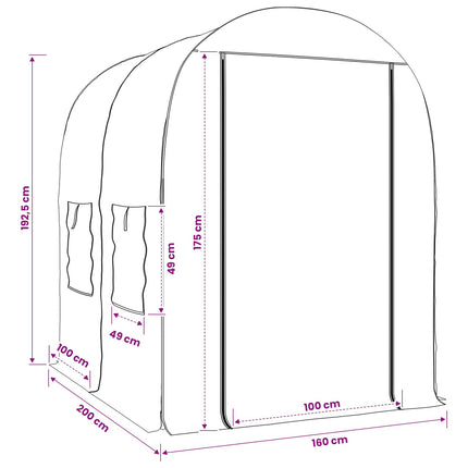 Kweekhuis Met Frame 160 X 200 X 192,5 Cm Pvc Doorzichtig