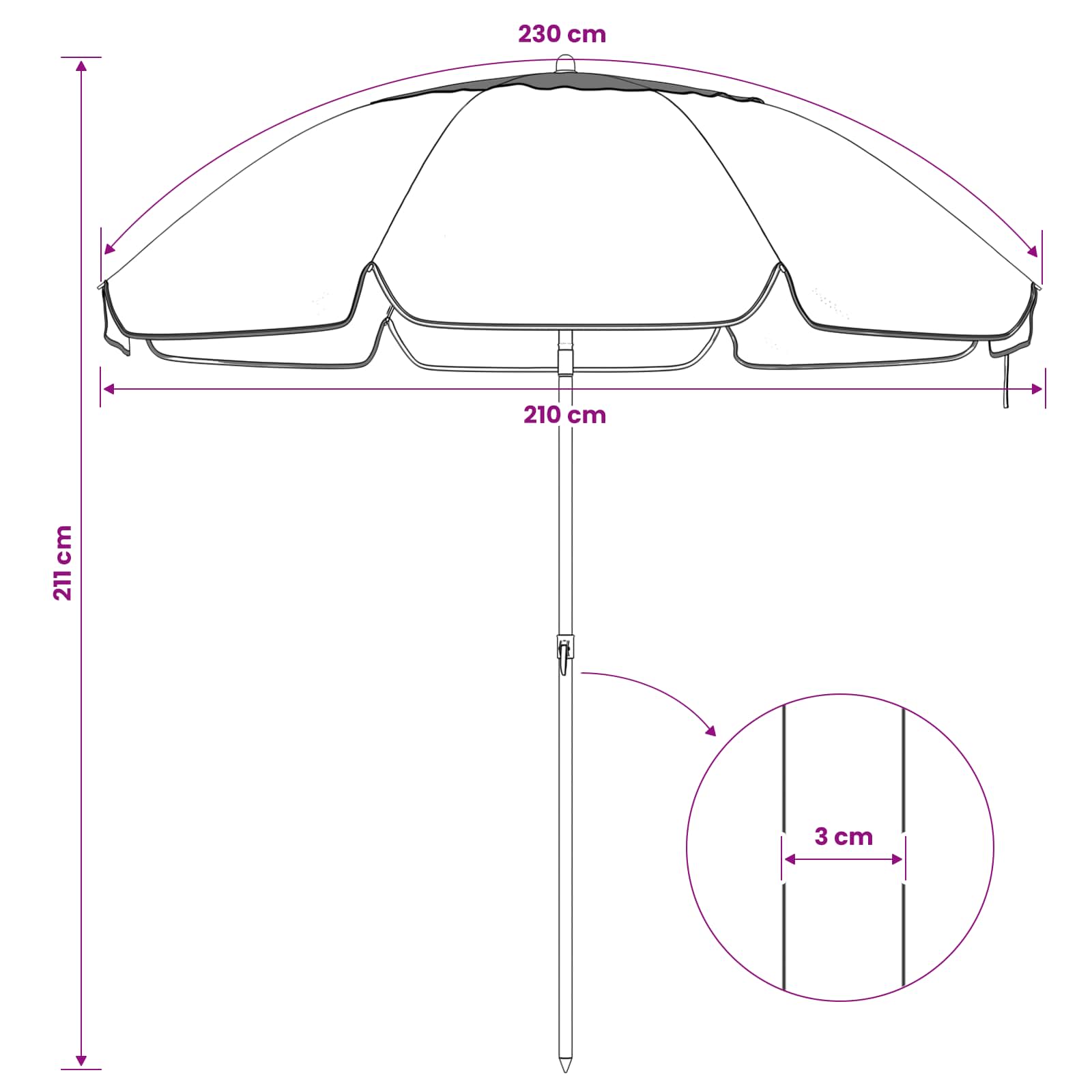 Tuinparasol 207 Cm 170T Polyester Oranje