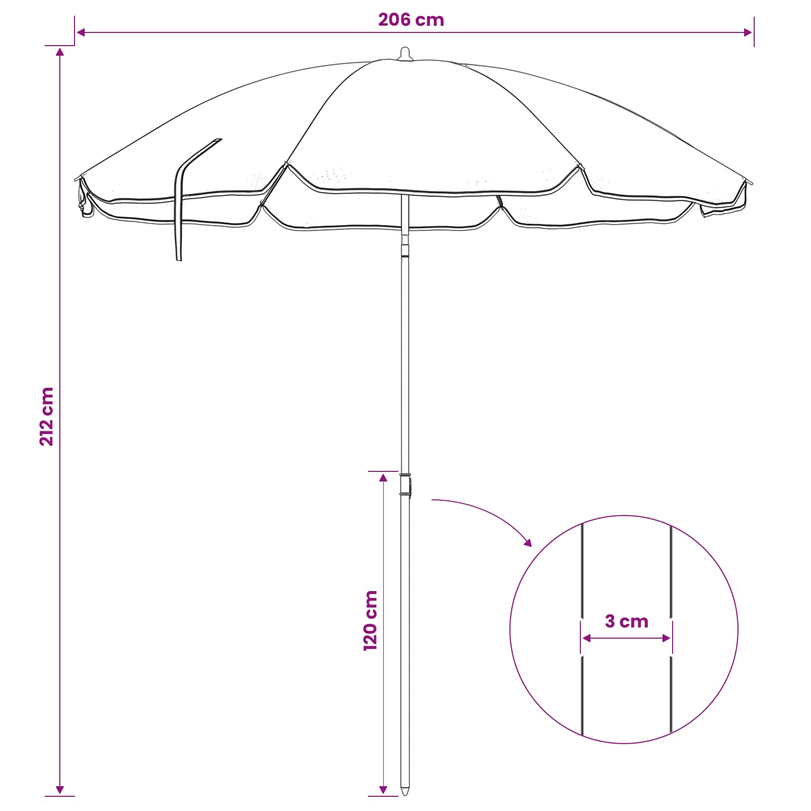 Tuinparasol 207 Cm 170T Polyester Oranje