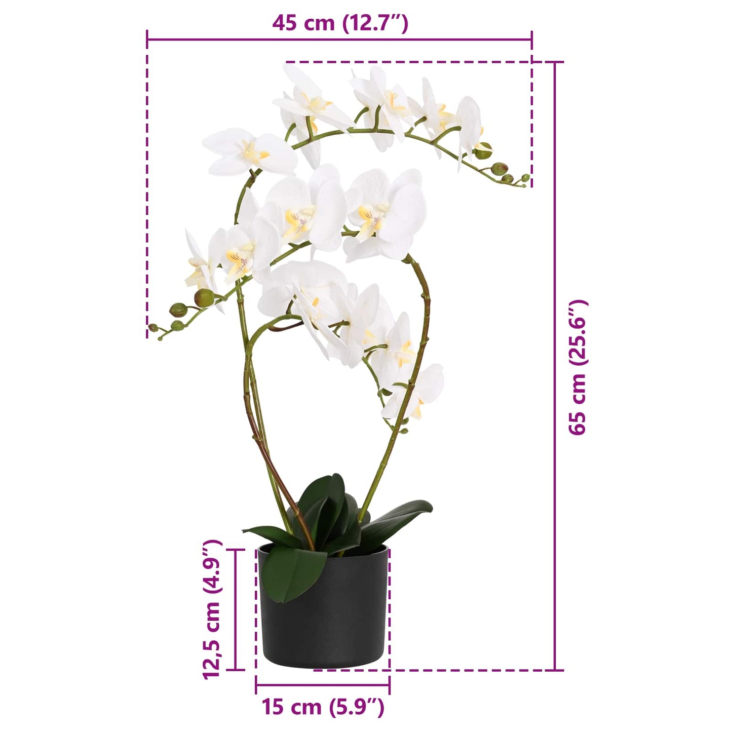 Kunstorchidee Met Pot 45 X 15 X 65 Cm Stof, Pe En Peva