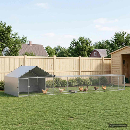 Kippenhok Met Dak En Tuin 2 St Zilver