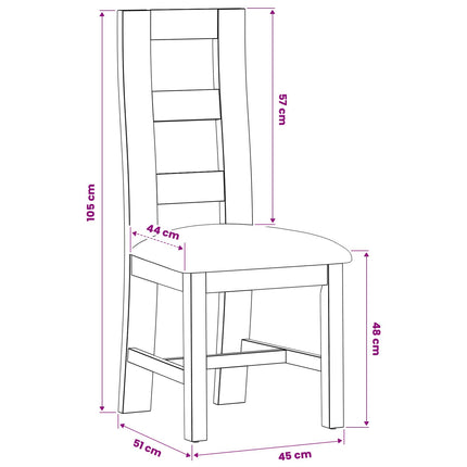 Eetkamerstoel 2 Pcs Massief Eikenhout 45 X 51 X 105 Cm