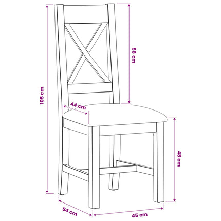 Eetkamerstoel 2 St Massief Eikenhout 45 X 54 X 105 Cm