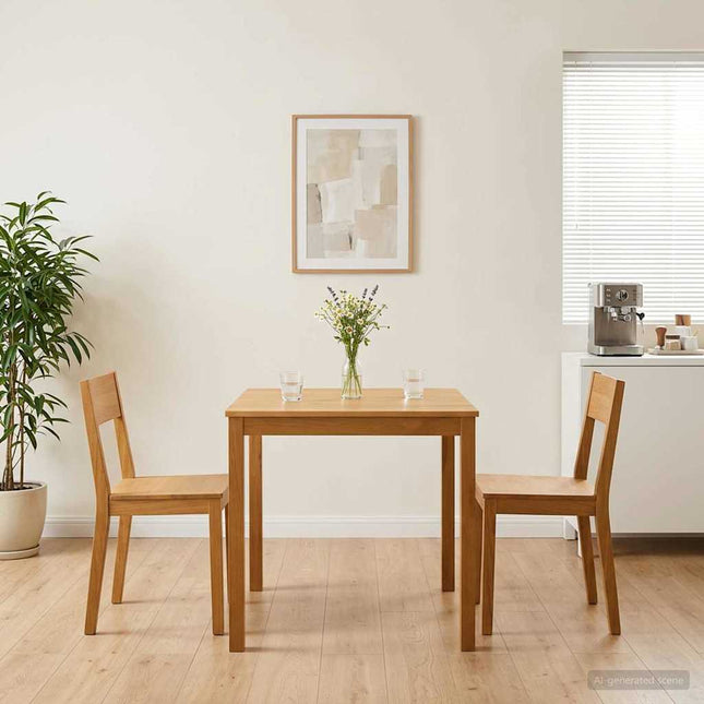Eettafel Massief Eikenhout Naturel Vierkant