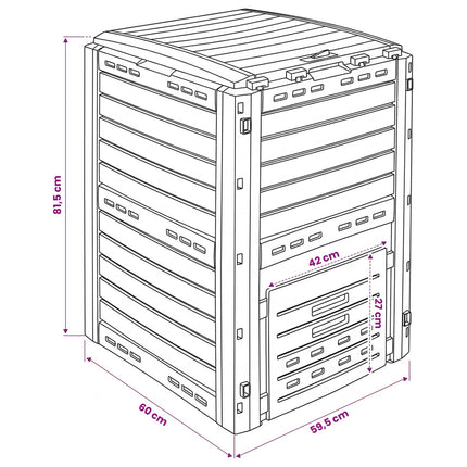 Tuincomposter Zwart 59,5 X 60 X 81,5 Cm 280 L 100% Pp