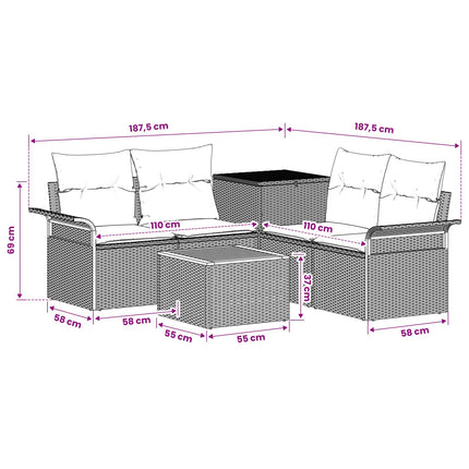 Bankstel 6 Pcs 4-Aantal Zitplaatsen Poly Rattan En Staal