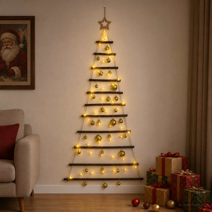 Hangende Kerstboom Met Ballen 150 Cm 80 Led's Warmwit