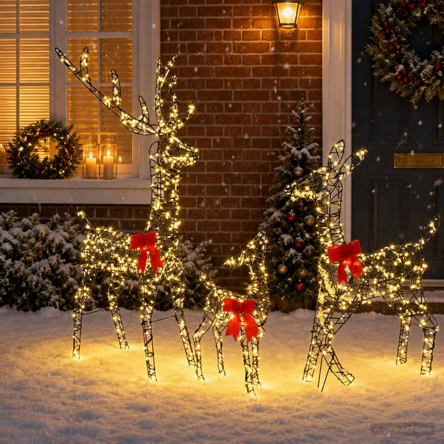 Kerst Led-Rendierfamilie 700 Led's Warmwit 70 X 26 X 128 Cm
