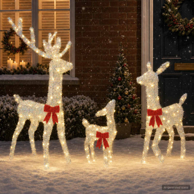 Kerst Led-Rendierfamilie 300 Led's Warmwit 70 X 26 X 128 Cm