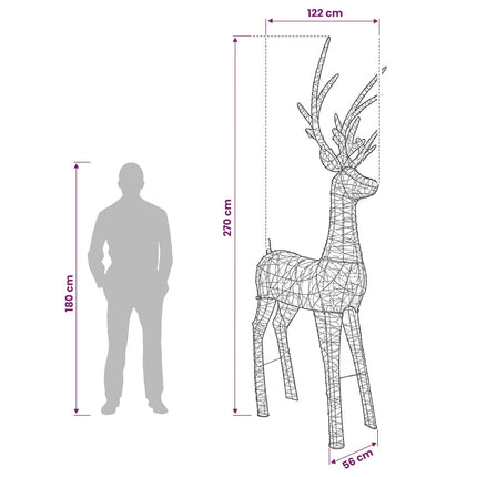 Led-Kerstverlichting Rendier 1000 Led's Blauw 122 X 56 X 270 Cm