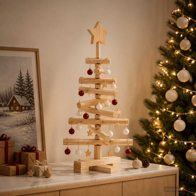 Houten Kerstboom Kotka 60 Cm Massief Grenenhout Natuurlijk