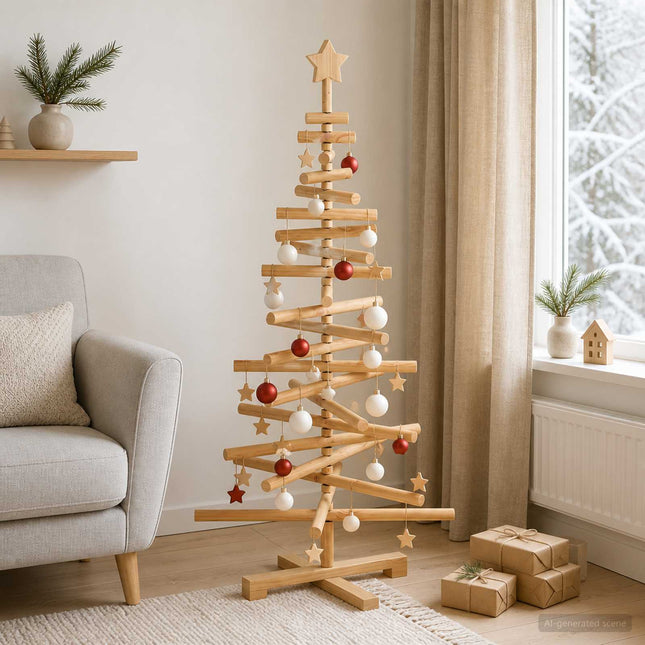 Houten Kerstboom Kotka 120 Cm Massief Grenenhout