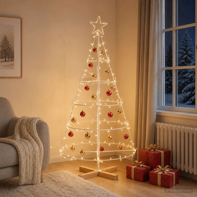 Kerst Cone Boom Kuopio 125 Cm Staal Wit