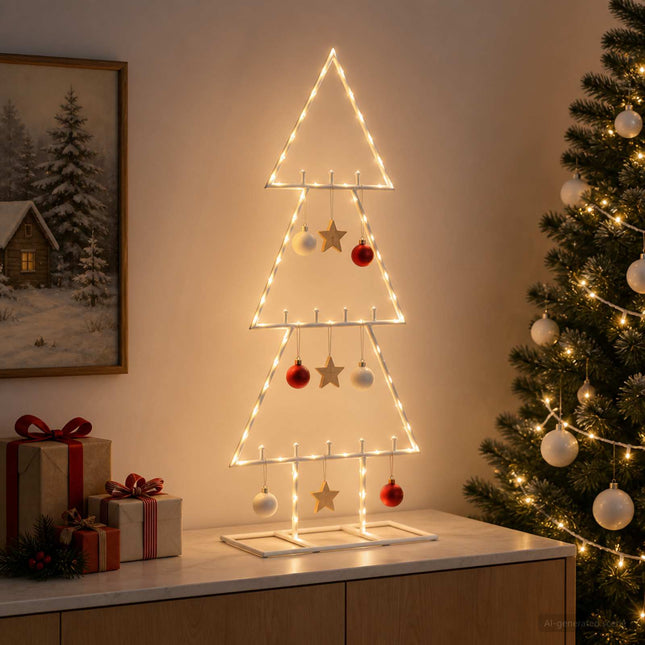 Metalen Kerstboom Met Standaard Kuopio 60 Cm Staal Wit